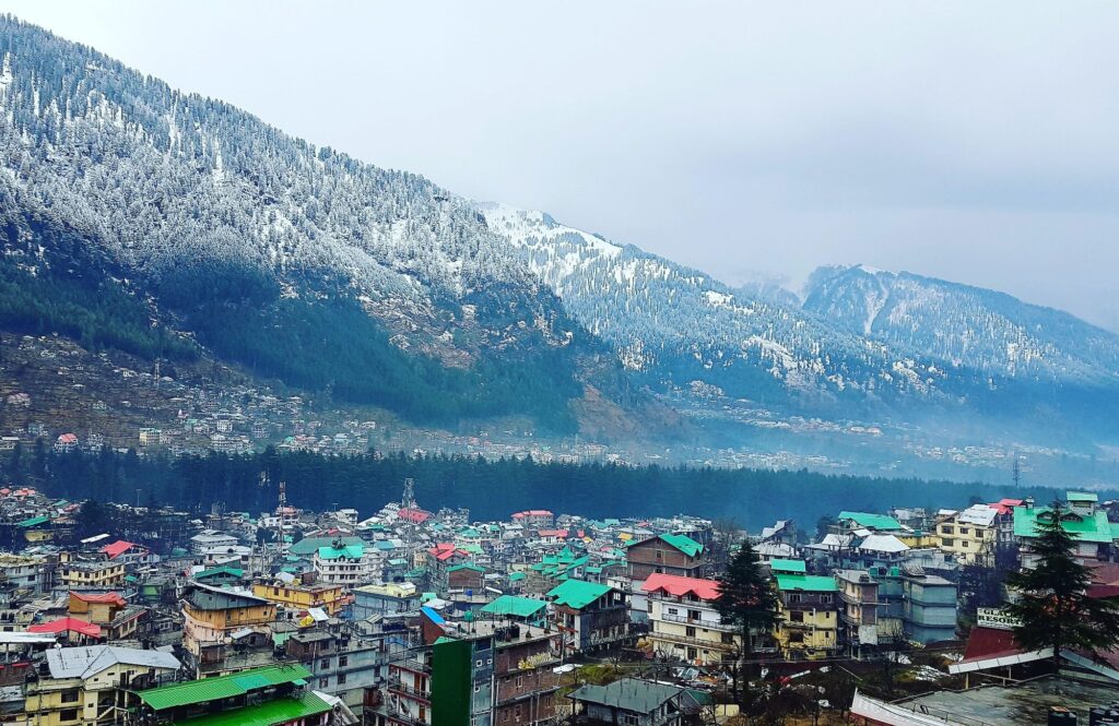 Snow-covered mountains and winter landscape of Manali Himachal Pradesh