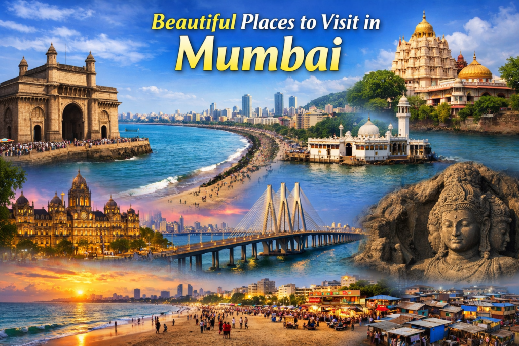 मुंबई में घुमने की खुबसूरत जगहें ( Beautiful Places to Visit in Mumbai ) Gateway of India से जुहू बीच तक—मुंबई के सबसे खूबसूरत और मशहूर घूमने लायक स्थान